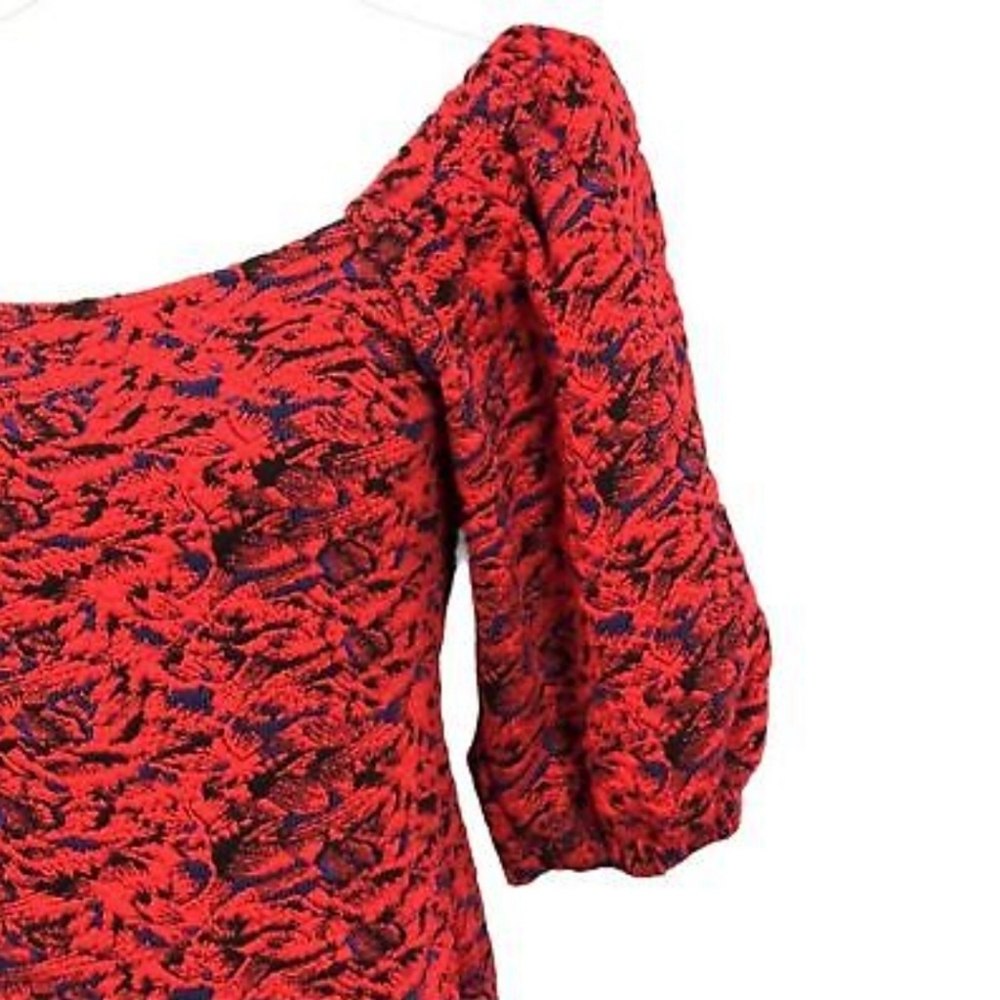 Free People red puff sleeve dress - Picture 4 of 7